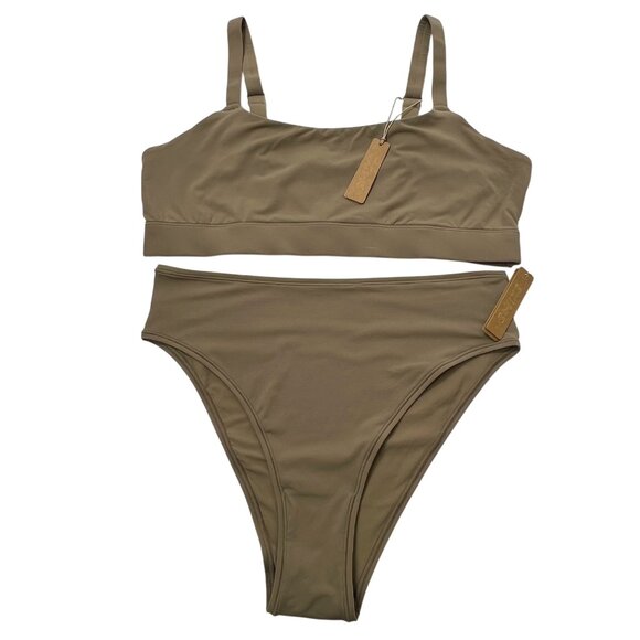 SKIMS Fits Everybody Scoop Neck Bralette + Cheeky Brief Desert 2X